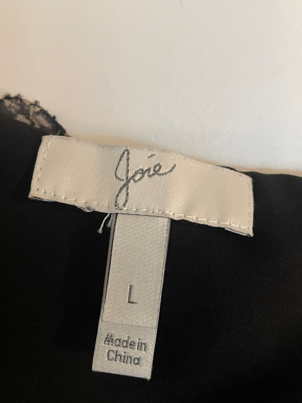 Joie Black Dress with Cream Floral Print and Drawstring Waist size L - Picture 3 of 3